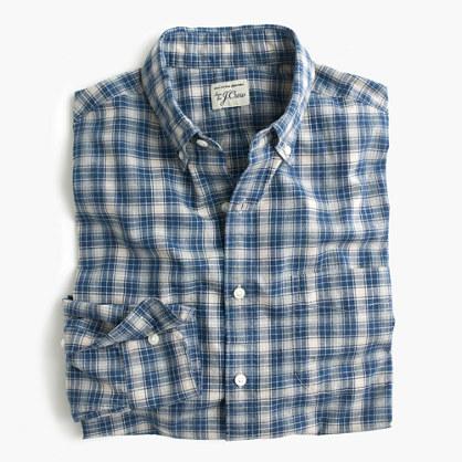 J.Crew Slim Secret Wash shirt in blue plaid heather poplin