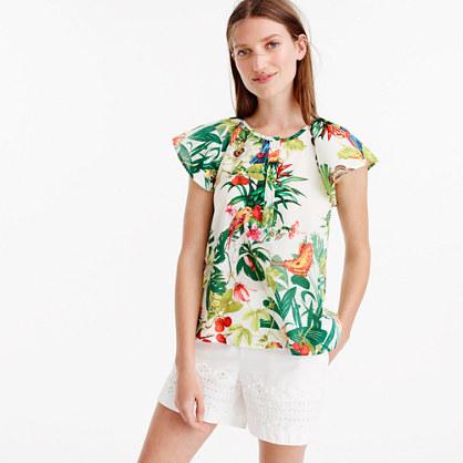 J.Crew Tall ruffle-sleeve top in Ratti® Into the Wild print