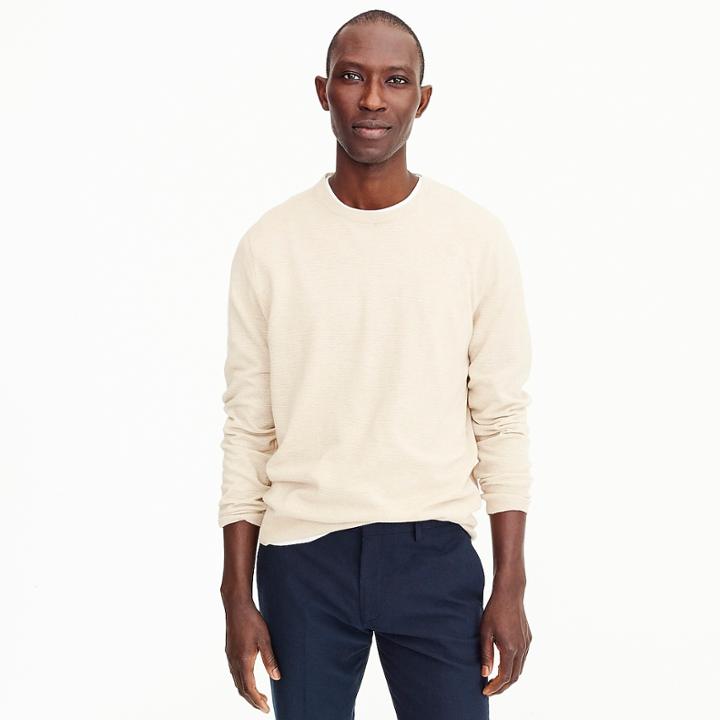 J.Crew Cotton-cashmere piqucrewneck sweater in bird's-eye stitch