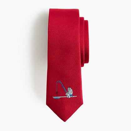 J.Crew Boys' critter silk tie in fishing Yeti