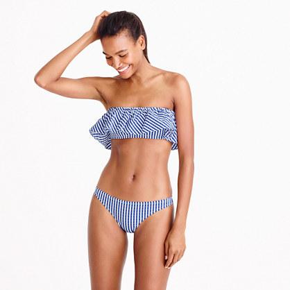 J.Crew Ruffle bandeau bikini top in Italian seersucker