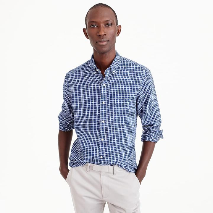 J.Crew Irish linen shirt in check