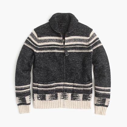 J.Crew Cotton-merino wool shawl-collar zip-up cardigan sweater