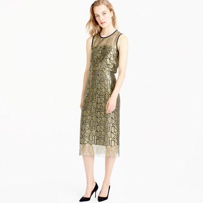 J.Crew Collection deco skirt in metallic French lace