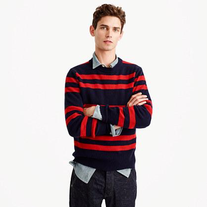 J.Crew Lambswool crewneck sweater in navy stripe