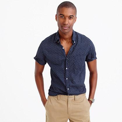 J.Crew Short-sleeve slub cotton shirt in diamond pattern
