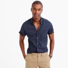 J.Crew Short-sleeve slub cotton shirt in diamond pattern