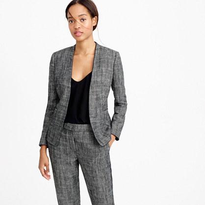 J.Crew Tipped collarless jacket in textured herringbone