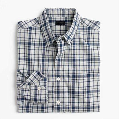 J.Crew Slim heathered slub cotton shirt in blue-and-white plaid
