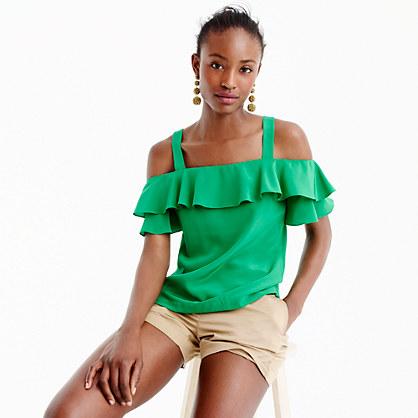 J.Crew Petite cold-shoulder top
