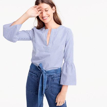 J.Crew Striped bell-sleeve top