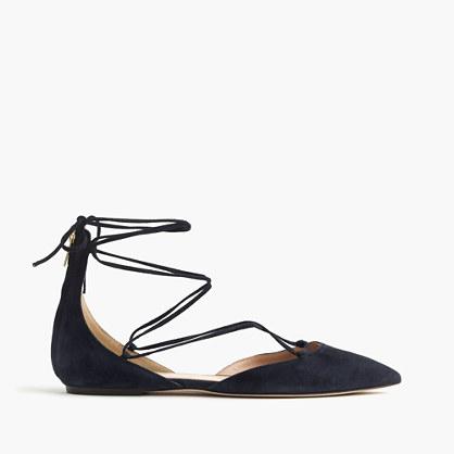 J.Crew Suede lace-up pointed-toe flats