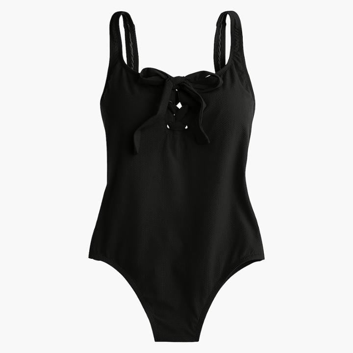 J.Crew Lace-up one-piece swimsuit in piqunylon