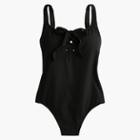 J.Crew Lace-up one-piece swimsuit in piqunylon
