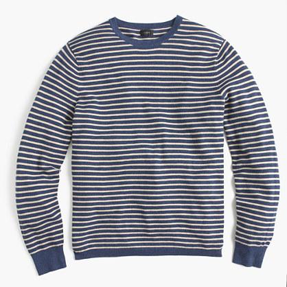 J.Crew Cotton-cashmere piqué crewneck sweater in stripe