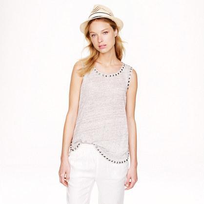 J.Crew Linen studded tank