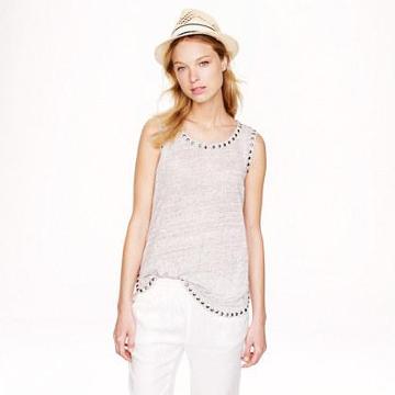J.Crew Linen studded tank