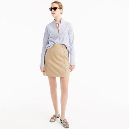 J.Crew Scalloped skirt in wool-cotton gabardine