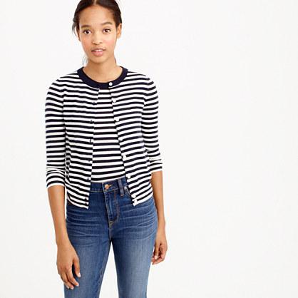 J.Crew Featherweight cashmere cardigan sweater in stripe