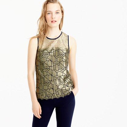 J.Crew Collection deco shirt in metallic French lace