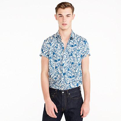 J.Crew Slim short-sleeve stretch Secret Wash shirt in fern print