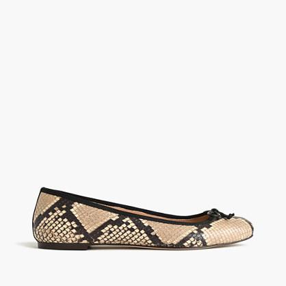 J.Crew Lily ballet flats in snakeskin-printed leather
