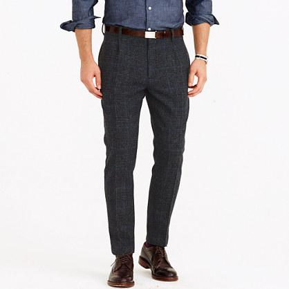 J.Crew Pleated trouser in glen plaid wool