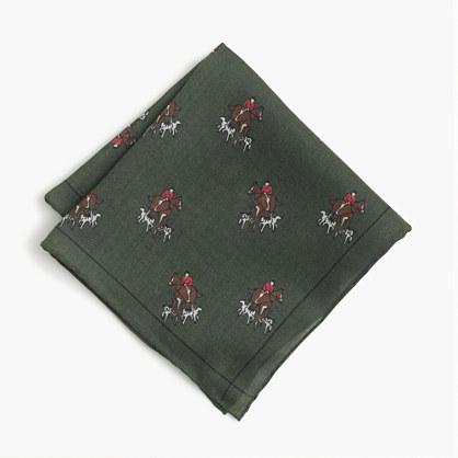 J.Crew English wool-silk pocket square in sporting print