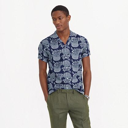 J.Crew Wallace & Barnes camp-collar Japanese cotton shirt in indigo discharge print