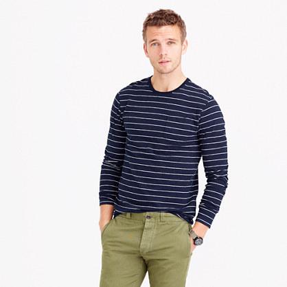 J.Crew Tall slub cotton long-sleeve T-shirt in navy stripe