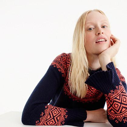 J.Crew Fair Isle ruffle-sleeve sweater
