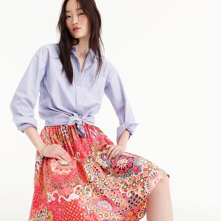 J.Crew Cotton pleat-front skirt in paisley print
