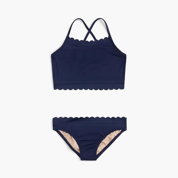 J.Crew Girls' scalloped cropped tankini set