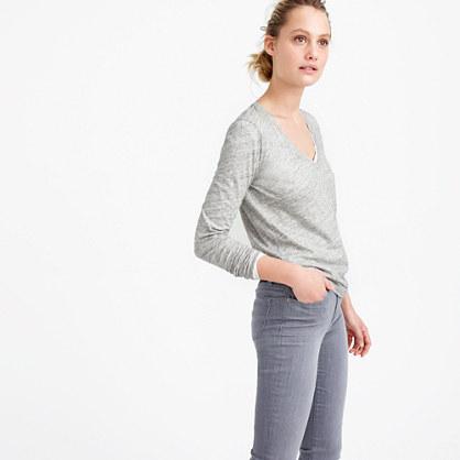 J.Crew Vintage cotton long-sleeve V-neck T-shirt in metallic