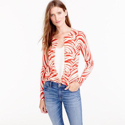 J.Crew Lightweight wool Jackie cardigan sweater in palm leaf print