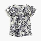J.Crew Girls' ruffle-trimmed top in pineapple print