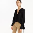 J.Crew Tie-sleeve top with pintucks