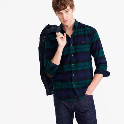 J.Crew Slim brushed heather elbow-patch shirt in Black Watch tartan
