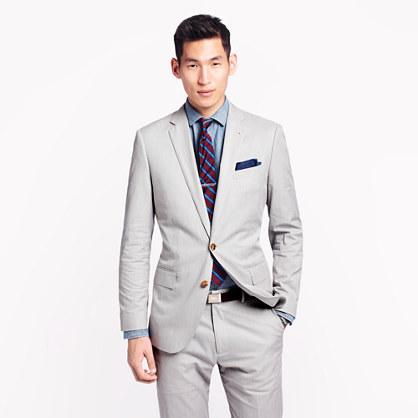 J.Crew Ludlow suit jacket with center vent in fine-stripe cotton