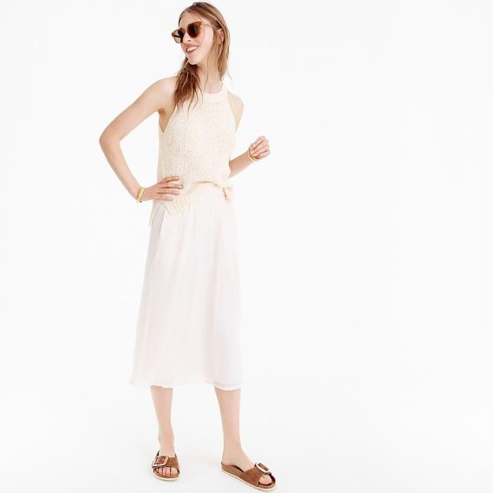 J.Crew Point Sur crinkly pull-on midi skirt