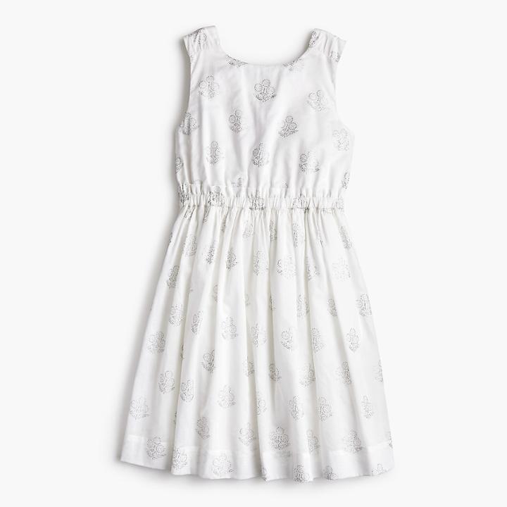 J.Crew Girls' silver floral bow-back dress