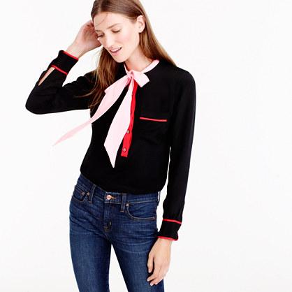 J.Crew Collection colorblock silk tie-neck top