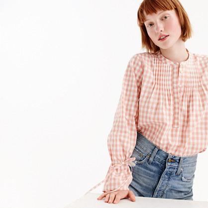 J.Crew Tie-sleeve top in gingham