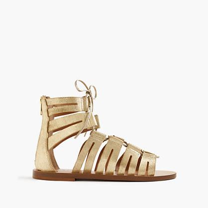 J.Crew Metallic suede lace-up gladiator sandals