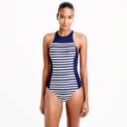 J.Crew High-neck zip-back one-piece in colorblocked stripe