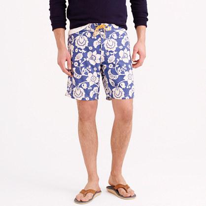 J.Crew 9" board short in blue Hawaiian floral