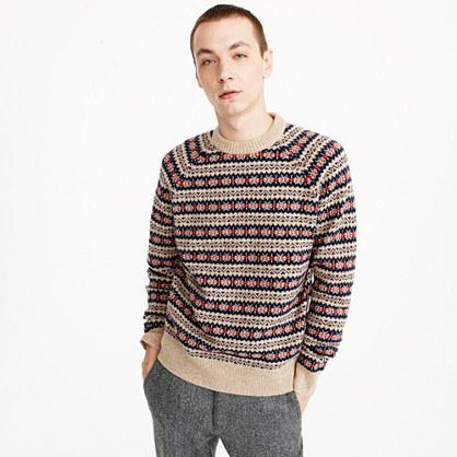 J.Crew Lambswool Fair Isle crewneck sweater in camel