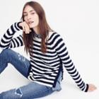 J.Crew Striped cableknit sweater with buttons