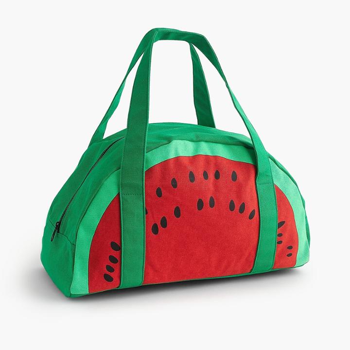 J.Crew Girls' watermelon overnight bag
