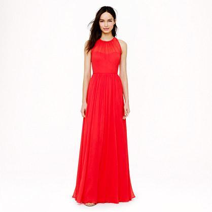 J.Crew Megan long dress in silk chiffon